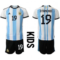 Argentinien Nicolas Otamendi #19 Fußballbekleidung Heimtrikot Kinder WM 2022 Kurzarm (+ kurze hosen)